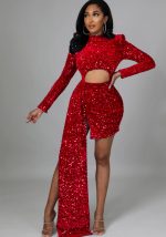 This Fleece Sequin Sexy Women's Dress Design Made Of High Quality Polyster And Spandex Material