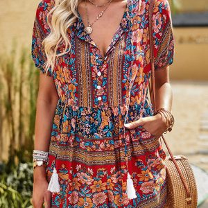 This Flower Jumpsuit Women's Summer Loose Casual Jumpsuit Design Made Of High Quality Polyster And Spandex Material. It Is Stretchy