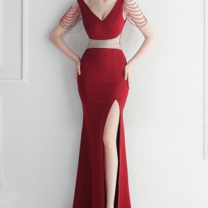 This Gown Beaded Beaded Officiant Wedding Long Evening Dress Design Made Of Good Quality Polyster And Spandex Material