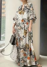 This Half-Sleeve Long Linen Printed v-Neck Loose Plus Size Dress For Women Made Of Soft And Elastic Fabric. Global Lover Wholesale Plus Size Dresses And Hope Curvy Ladies Find Here a Warm And Exciting Place To Shop Affordable Curvy Dresses Online - Plus Size Casual