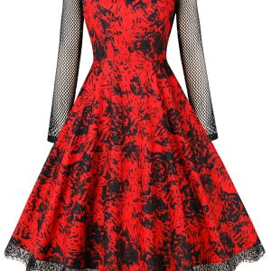 This Halloween Cosplay Costume Women's Rose Print a-Line Gothic Lolita Dress Design Made Of High Quality Polyster And Spandex Material. It Is Stretchy