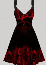 This Halloween Cosplay Party Dress Plus Size Gothic Print Strap a-Line Dress Female Made Of Soft And Elastic Fabric. Global Lover Wholesale Plus Size Dresses And Hope Curvy Ladies Find Here a Warm And Exciting Place To Shop Affordable Curvy Dresses Online - Plus Size Casual