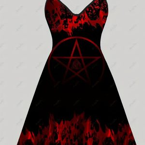 This Halloween Cosplay Party Dress Plus Size Gothic Print Strap a-Line Dress Female Made Of Soft And Elastic Fabric. Global Lover Wholesale Plus Size Dresses And Hope Curvy Ladies Find Here a Warm And Exciting Place To Shop Affordable Curvy Dresses Online - Plus Size Casual