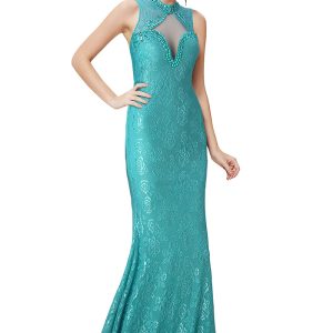 This Lace Beaded Mesh See-Through Sexy Long Dress Formal Party Evening Dress Design Made Of Good Quality Polyster And Spandex Material