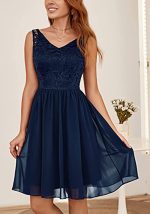 This Lace Chiffon Dress French Chic Slim Fit v-Neck Sleeveless Bowknot a-Line Dress Design Made Of High Quality Polyster And Spandex Material. It Is Stretchy