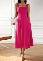 This Ladies Elegant Solid Strap Dress Design Made Of High Quality Polyster And Spandex Material. It Is Stretchy