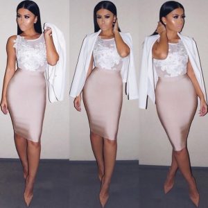 This Ladies Fashion Elegant Solid Color Knee Length High Waist Elastic Bodycon Skirt Design Made Of High Quality Polyster And Spandex Material. It Come With Good Stretch And Wearing Comfortable. Women¡¯s Midi Dresses Is Omnipotent And Suit For All Kinds Of Occasions - Daily Wear