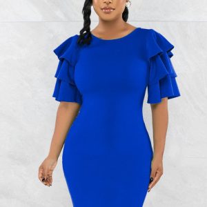 This Ladies Fashion Solid Color Slim Midi Bodycon Dress Design Made Of High Quality Polyster And Spandex Material. It Come With Good Stretch And Wearing Comfortable. Women¡¯s Midi Dresses Is Omnipotent And Suit For All Kinds Of Occasions - Daily Wear