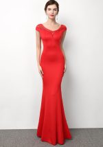 This Ladies Formal Party Elegant v Neck Evening Dress Design Made Of Good Quality Polyster And Spandex Material