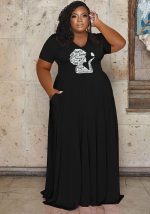 This Ladies Plus Size Dresses Casual Fashion Turndown Collar Short Sleeve Plus Size Ladies Maxi Dress Made Of Soft And Elastic Fabric. Global Lover Wholesale Plus Size Dresses And Hope Curvy Ladies Find Here a Warm And Exciting Place To Shop Affordable Curvy Dresses Online - Plus Size Casual