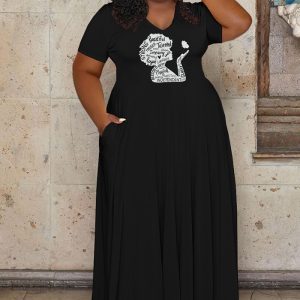 This Ladies Plus Size Dresses Casual Fashion Turndown Collar Short Sleeve Plus Size Ladies Maxi Dress Made Of Soft And Elastic Fabric. Global Lover Wholesale Plus Size Dresses And Hope Curvy Ladies Find Here a Warm And Exciting Place To Shop Affordable Curvy Dresses Online - Plus Size Casual