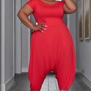 This Ladies Plus Size Jumpsuit Casual Fashion Off Shoulder Plus Size Style Jumpsuit Design Made Of High Quality Polyster And Spandex Material. It Is Stretchy