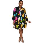 This Ladies Printed v-Neck Long Sleeve Dress Design Made Of High Quality Polyster And Spandex Material. It Is Stretchy