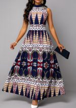 This Ladies Summer Print Sleeveless Dress Design Made Of High Quality Polyster And Spandex Material