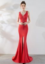 This Ladies Summer Sexy v Neck Mermaid Evening Dress Design Made Of Good Quality Polyster And Spandex Material