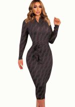 This Latest Ladies Fashion Chic Zip Long Sleeve Bodycon Long Dress Design Made Of High Quality Polyster And Spandex Material