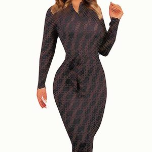 This Latest Ladies Fashion Chic Zip Long Sleeve Bodycon Long Dress Design Made Of High Quality Polyster And Spandex Material