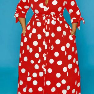 This Long Sleeve Polka Dot Print Plus Size Shirt Made Of Soft And Elastic Fabric. Global Lover Wholesale Plus Size Dresses And Hope Curvy Ladies Find Here a Warm And Exciting Place To Shop Affordable Curvy Dresses Online - Plus Size Casual