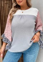 This Loose Casual Plus Size Women's Printed Color Block Knitting Top Made Of Comfortable And Elastic Fabric. It Is Wholesale Sexy Plus Size Tops For Women. With The Gradual Rise Of Feminist Awareness