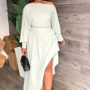 This Loose Irregular Swing Long Sleeve Slim Waist Casual Women's Dress Design Made Of High Quality Polyster And Spandex Material. It Come With Good Stretch And Wearing Comfortable. Women¡¯s Midi Dresses Is Omnipotent And Suit For All Kinds Of Occasions - Daily Wear