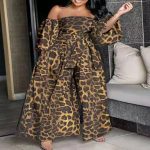 This Loose Plus Size Jumpsuit Patchwork Off Shoulder Multicolor Street Wide Leg Pants Design Made Of High Quality Polyster And Spandex Material. It Is Stretchy