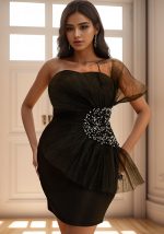 This Mesh Sequin Patchwork Slim Waist Slim Fit Party Dress Design Made Of Good Quality Polyster And Spandex Material