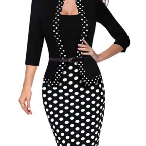 This Midi Waist Square Neck Fashion Women Chic Career Zip Patchwork Bodycon Dress Design Made Of High Quality Polyster And Spandex Material. It Come With Good Stretch And Wearing Comfortable. Women¡¯s Midi Dresses Is Omnipotent And Suit For All Kinds Of Occasions - Daily Wear