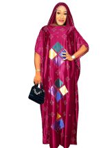 This Muslim Robe Africa Plus Size Women's Beaded Dress With Hijab Made Of Soft And Elastic Fabric. Global Lover Wholesale Plus Size Dresses And Hope Curvy Ladies Find Here a Warm And Exciting Place To Shop Affordable Curvy Dresses Online - Plus Size Casual