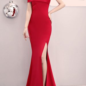 This Off Shoulder Formal Party Evening Dress Women Fashion Party Long Elegant Slim Fit Sexy Fishtail Dress Design Made Of Good Quality Polyster And Spandex Material