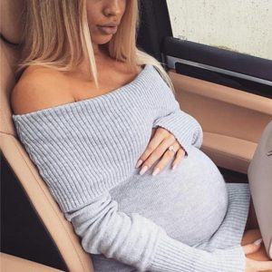 This Off Shoulder Sexy Maternity Sweater Dress Women's Clothing Made Of Soft And Comfortable Material. It Is a Must-Have Item For Pregnant Women. Global Lover Offer Newest Wholesale Maternity Dresses And Hope Pregnant Ladies Find Here a Warm And Exciting Place To Shop Affordable Pregnant Dresses - Pregnant Casual Dresses