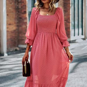 This Off Shoulder Two-Way Spring Summer 2023 Casual Chic Dress Design Made Of High Quality Polyster And Spandex Material. It Is Stretchy