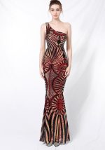 This One-Shoulder Sequined Mermaid Gown Formal Party Evening Dress Design Made Of Good Quality Polyster And Spandex Material