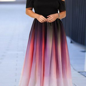 This Party Dress Slim Sexy Ombre Cutout Short Sleeve Plus Size Women's Maxi Dress Made Of Soft And Elastic Fabric. Global Lover Wholesale Plus Size Dresses And Hope Curvy Ladies Find Here a Warm And Exciting Place To Shop Affordable Curvy Dresses Online - Plus Size Casual