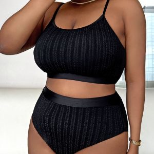 This Plain Camisole Plus Size Sexy Bikini Swimsuit Is Made Of Good Quality Lycra And Spandex Fabric