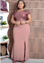 This Plus Size African Dress Party Round Neck Solid Dress Made Of Soft And Elastic Fabric. Global Lover Wholesale Plus Size Dresses And Hope Curvy Ladies Find Here a Warm And Exciting Place To Shop Affordable Curvy Dresses Online - Plus Size Casual