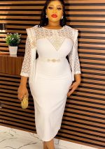 This Plus Size African Women Lace Tassel Patchwork Round Neck Bodycon Dress Made Of Soft And Elastic Fabric. Global Lover Wholesale Plus Size Dresses And Hope Curvy Ladies Find Here a Warm And Exciting Place To Shop Affordable Curvy Dresses Online - Plus Size Casual