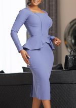 This Plus Size African Women Long Sleeve Elegant Ruffle Dress Design Made Of High End Polyster And Spandex Material