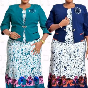 This Plus Size African Women Print Dress And Coat Two Piece Design And Made Of Comfortable And Elastic Fabric. Wholesale Plus Size Two Piece Sets Is a Must-Have Item For Curvy Ladies. Two Piece Sets Can Either Be Worn Together Or Individually