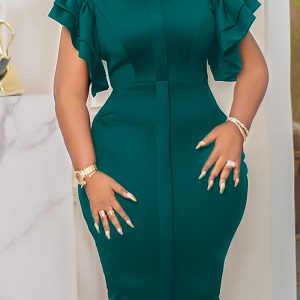 This Plus Size African Women Summer Elegant Ruffle Bodycon Dress Design Made Of High Quality Polyster And Spandex Material. It Come With Good Stretch And Wearing Comfortable And Feeling Freedom. The Tight And Fitted Dress Is The Most Popular Options From Party Girls. Shop Bodycon Dresses At Global Lover And Find Amazing Designs Sequins