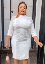 This Plus Size African Women's Slim Waist Bodycon Professional Fashion Dress Made Of Soft And Elastic Fabric. Global Lover Wholesale Plus Size Dresses And Hope Curvy Ladies Find Here a Warm And Exciting Place To Shop Affordable Curvy Dresses Online - Plus Size Casual