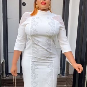 This Plus Size African Women's Slim Waist Bodycon Professional Fashion Dress Made Of Soft And Elastic Fabric. Global Lover Wholesale Plus Size Dresses And Hope Curvy Ladies Find Here a Warm And Exciting Place To Shop Affordable Curvy Dresses Online - Plus Size Casual