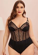 This Plus Size Black Dotty Mesh See Through Teddy Lingerie Made Of Durable And Elastic Material. Women¡¯s Plus Size Wholesale Lingerie At Global Lover Pay More Attention To The Novelty And Uniqueness Of Styles. We Offer Huge Selections Of Sexy Plus Size Lingerie Xl