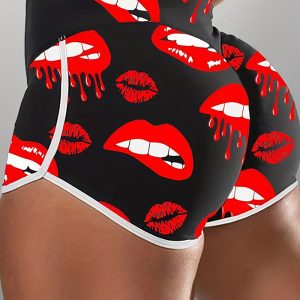 This Plus Size Casual Red Lip Print Shorts Design Made Of Durable And Stretchy Material. It Is a Must-Have Item For Your Closet. Global Lover Offer a Rich Selection Of Wholesale Plus Size Bottoms. You Will Find Wide Range Fabric