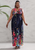 This Plus Size Dress Low Back Deep v Neck Retro Paisley Plus Size Long Dress Made Of Soft And Elastic Fabric. Global Lover Wholesale Plus Size Dresses And Hope Curvy Ladies Find Here a Warm And Exciting Place To Shop Affordable Curvy Dresses Online - Plus Size Casual