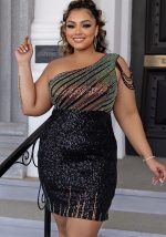 This Plus Size Dress v Neck Strap Sequin Dress Chic Party Sexy Low Back Made Of Soft And Elastic Fabric. Global Lover Wholesale Plus Size Dresses And Hope Curvy Ladies Find Here a Warm And Exciting Place To Shop Affordable Curvy Dresses Online - Plus Size Casual