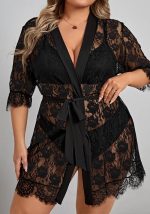 This Plus Size Erotic Lingerie Flower Lace Mesh Night Robe Made Of Durable And Elastic Material. Women¡¯s Plus Size Wholesale Lingerie At Global Lover Pay More Attention To The Novelty And Uniqueness Of Styles. We Offer Huge Selections Of Sexy Plus Size Lingerie Xl