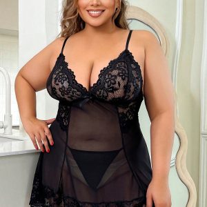 This Plus Size Erotic Lingerie Sexy See Through Lace Mesh Strap Nightdress Made Of Durable And Elastic Material. Women¡¯s Plus Size Wholesale Lingerie At Global Lover Pay More Attention To The Novelty And Uniqueness Of Styles. We Offer Huge Selections Of Sexy Plus Size Lingerie Xl