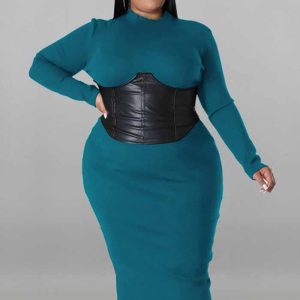 This Plus Size Fall Women Zip Contrast Pu Leather Dress Made Of Soft And Elastic Fabric. Global Lover Wholesale Plus Size Dresses And Hope Curvy Ladies Find Here a Warm And Exciting Place To Shop Affordable Curvy Dresses Online - Plus Size Casual