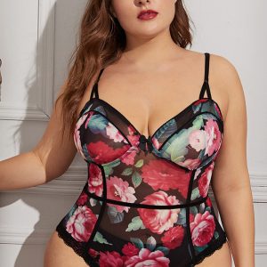 This Plus Size Floral Print See Through Teddy Lingerie Made Of Durable And Elastic Material. Women¡¯s Plus Size Wholesale Lingerie At Global Lover Pay More Attention To The Novelty And Uniqueness Of Styles. We Offer Huge Selections Of Sexy Plus Size Lingerie Xl