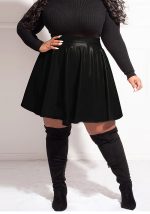 This Plus Size High Waist Slim a-Line Pleated Pu Leather Skirt Design Made Of Durable And Stretchy Material. It Is a Must-Have Item For Your Closet. Global Lover Offer a Rich Selection Of Wholesale Plus Size Bottoms. You Will Find Wide Range Fabric